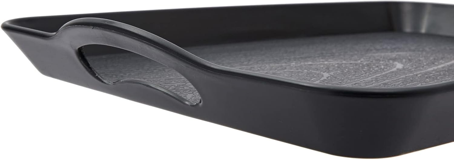 4 Pack Black Plastic Serving Tray with Handles for Eating (16.5 x 11 in) : Home & Kitchen