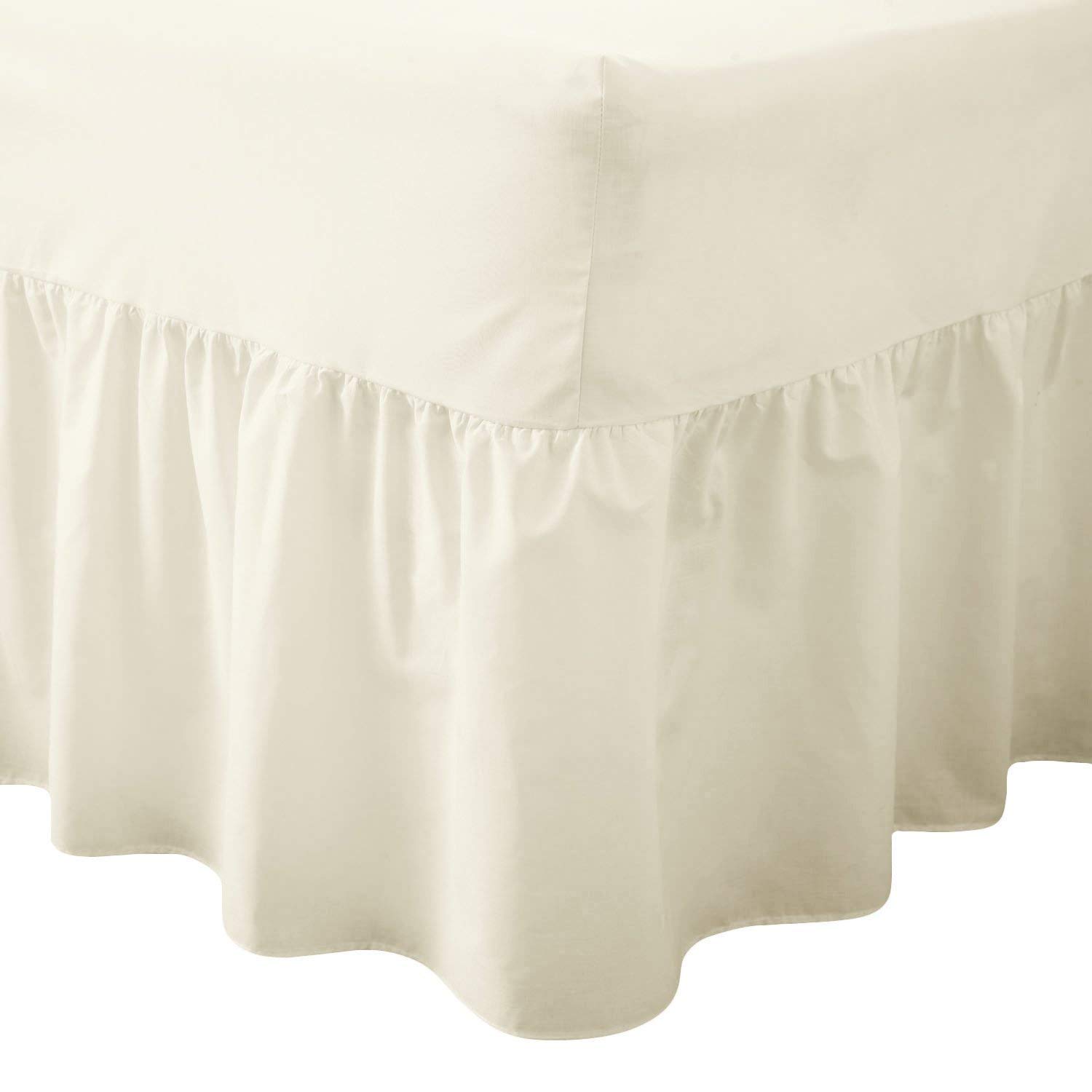Comfy Nights Cream Plain Dyed Polycotton Easy Care Valance Fitted Sheet In 19 Colors (4Ft/Small Double, )