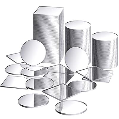 Round Square Mirror Tiles, Mini Size Circle Mirror, Small Square Mirror, DIY Mosaic Mirror Circles Tiles for Arts and Crafts Projects, Traveling, Framing, Room Home Decor (200)
