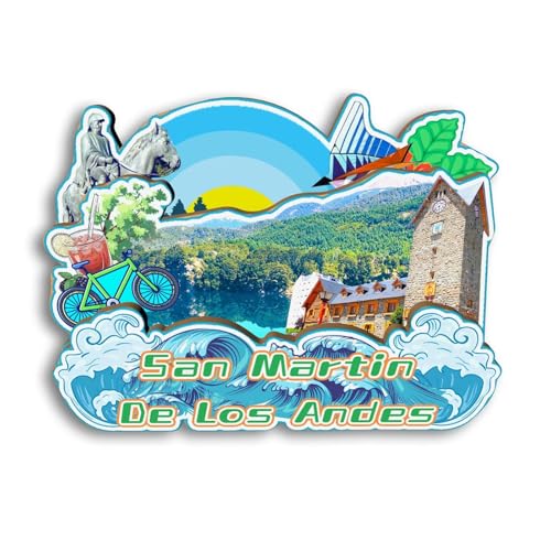 Quwsne Imán para nevera San Martín de Los Andes Argentina, imán para nevera, recuerdos de viaje de ciudad, regalos turísticos, monumentos clásicos 3D, hechos a mano, decoración del hogar 2047
