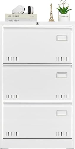 Miniatura 3 de Archivador de metal con 3 cajones con cerradura para oficina en casa, archivador seguro con cerradura para archivos legalescartaA4, diseño