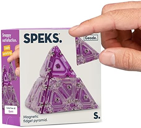 Speks Geode Pyramid 12-Piece Building Set - Quartz - Fun Desk Toy for Adults