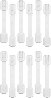 12 Pack-Child Safety Locks Baby Proof Cabinet Lock Adjustable Childproof Latches No Drilling Kids Proofing Safety Strap Latches for Cupboard, Drawer, Oven, Fridge, Toilet Seats