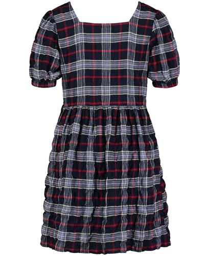 Tommy Hilfiger Girls Seersucker Plaid Dress with Bubble Sleeve, Everyday Casual Wear, Soft & Comfortable Fit2