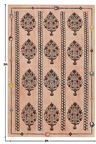 Tapis indien fait main coton 0,9x0,9m Dhurrie beige luxe - 3