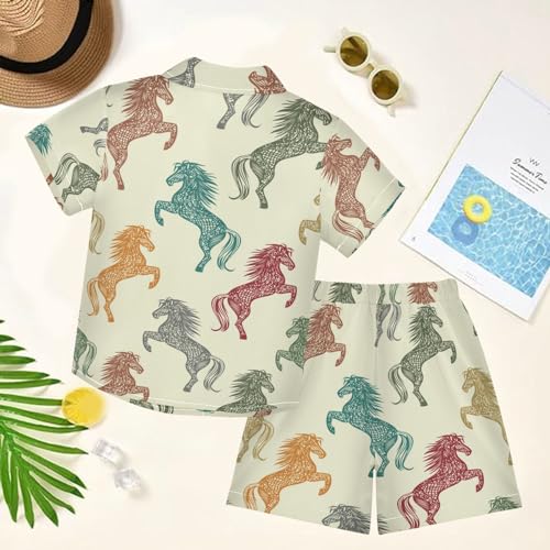 Image of visesunny Little Boys Short Sleeve T-Shirt Beach Shirts Casual Shorts Set Summer Clothes for Kids Outfits