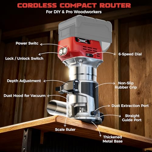 Cordless Router Tool Compatible with Milwaukee Battery(Tool Only) - image 2