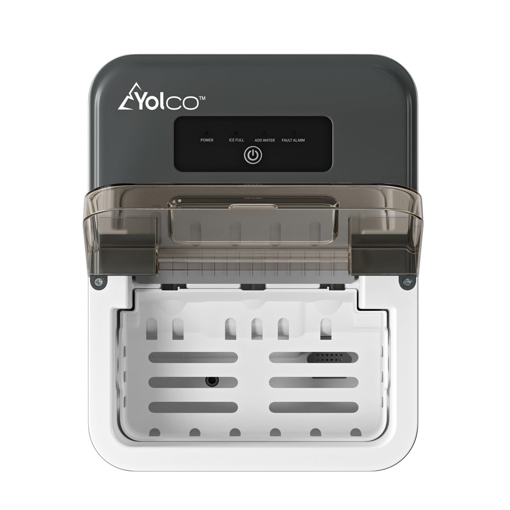 Yolco ICM1 Machine à glaçons en carbone, design compact, 10 kg en 24 heures, machine à glaçons 12-24 V pour camping-car
