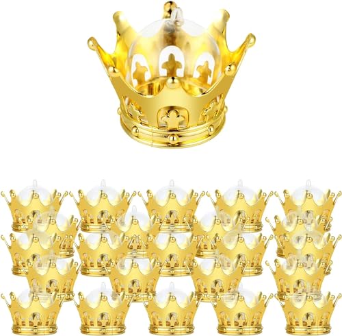 JC HUMMINGBIRD JCHB 24 Pieces Fillable Gold Crown with Dome Party Favors, Birthday, Graduation, Celebration
