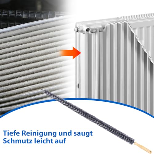 AUMAYCO Heizkörperbürste, 2er-Pack Heizkörper Reinigen mit Weichen Borsten, Lange Mehrzweck Heizungsbürste, Heizkörper Reinigen mit Flexibler Heizungsreinigungsbürste