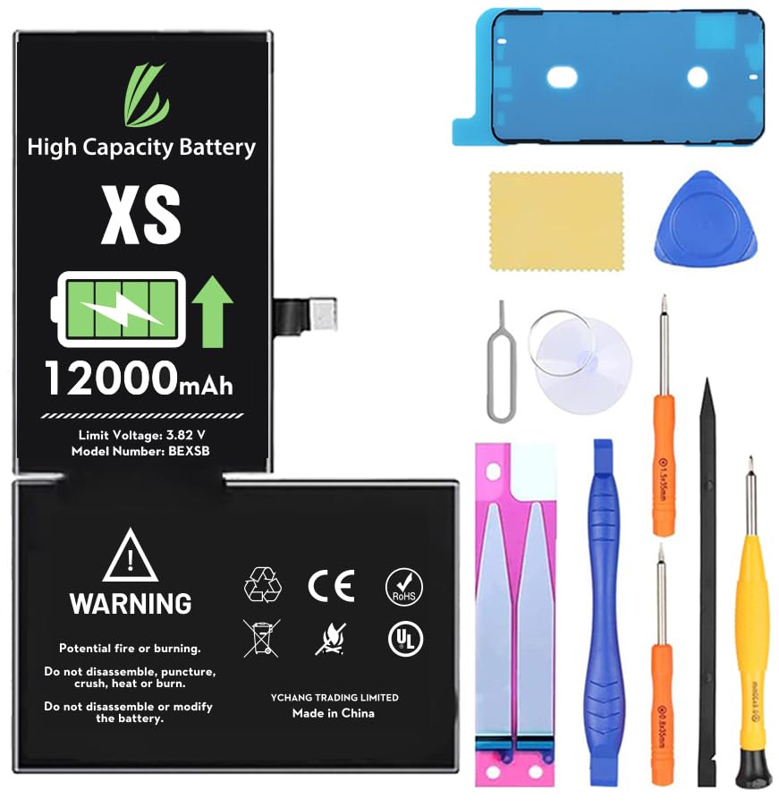 LL TRADER Battery for iPhone Xs 12000 mAh High Capacity Replacement Battery for iPhone Xs (A1920A2097A2098A2099A2100) with Full Set Repair Tool Kit 2025 New