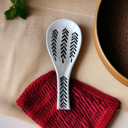Image of Malaikah Ceramic Spoon Rest Leaf Pack of 1 for Home, Kitchen, Dining, Kitchen Decor & Gifting