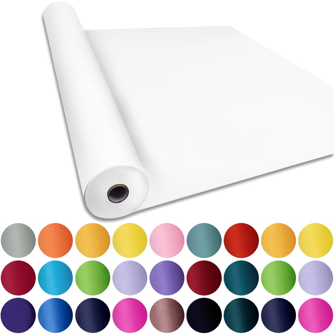 SMART&CASUAL 24" x 2,520" (210') White Kraft Craft Paper Roll for Gift Wrapping Bulletin Board Bouquet Flower Kids Art Packing Parcel Table Covering 80GSM 55LB (White, 24" x 210')