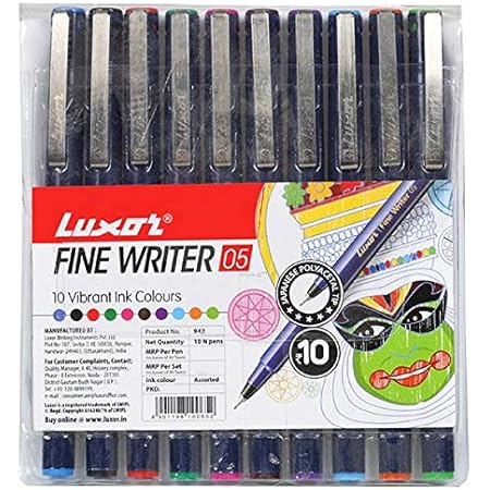 Writeaway Luxor Fine Writer Micro Ball Pen 0.5mm(Assorted,Multi Colour ...