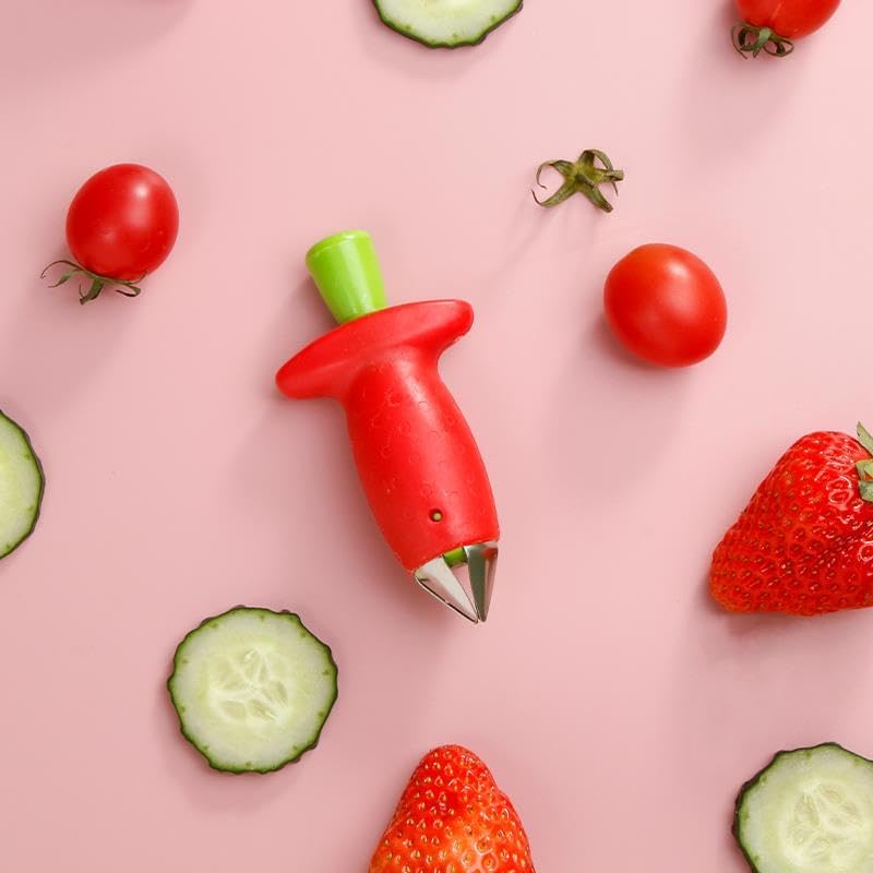 Miniatura 8 de Strawberry Huller - Juego de rebanador de frutas, rojoverde, herramienta de extracción rápida de fresa, herramientas de cocina y accesorios de