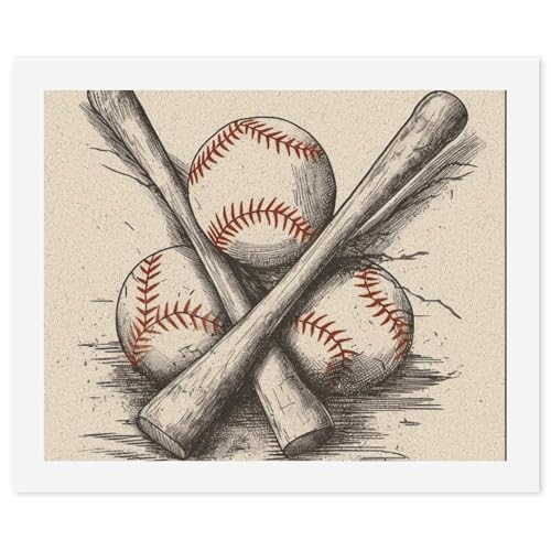 Peinture par numéros de battes de baseball pour apprendre à peindre facilement sur toile