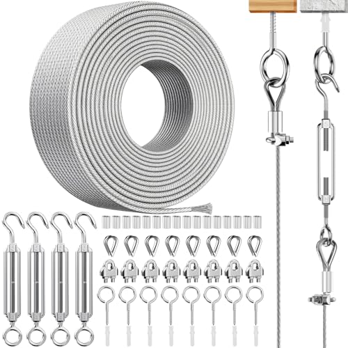 Drahtseil Rankhilfe Set Edelstahlseil 3mm, Pflanzendraht Stahlseil Mit Ösen 20m Pflanze Kletterhilfe...