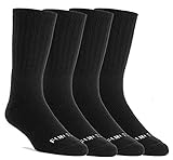 FUN TOES Men's Thermal insulated Heavy Duty Premium Merino Wool Crew Socks 4 pairs (Black)