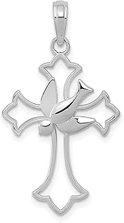 Colar com pingente de pomba, religioso, cruz de ouro branco 14 k, joias finas extravagantes para mulheres, presentes para ela, Pedra Ouro branco Pedra