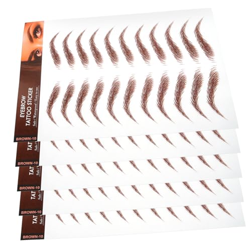 DRESSOOS 5シーツ枚 防水 眉毛ステッカー ブラウン メイクアップ用眉毛転写シール メイクアップ用品