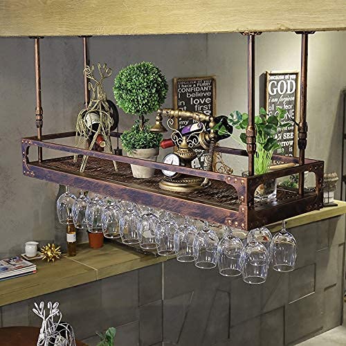 Décoration verres à pied en laiton et étagère suspendue haut de gamme pour intérieur chic