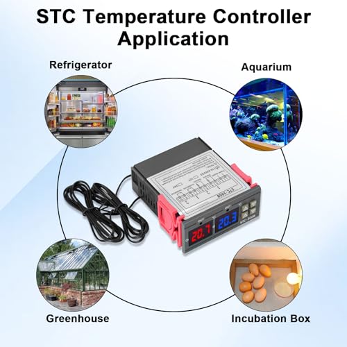 Einstellbarer Temperaturregler Schalter Binghe Digitaler Thermostat AC 110-220V mit Doppel Sonde Heizung Sensor, Temperatur Regler Thermostat für Inkubator Hühner Heizfolie Amphibien Reptilien