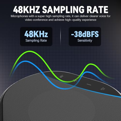 Image of Verilux Conference Microphone with 4 Mics, USB C 360 Pickup Upto 5M, Dual Noise Cancelling Plug & Play, Volume Control & Mute Button Portable Mic Speaker for Home Office
