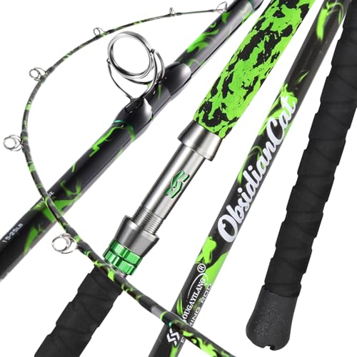 Sougayilang Catfish Rod 7 MH Catfishing Pole Carbon Fishing Rod with Solid Tip Stainless Steel Guides & Spiral EVA Handle for Freshwater Saltwater for Catfish-Casting