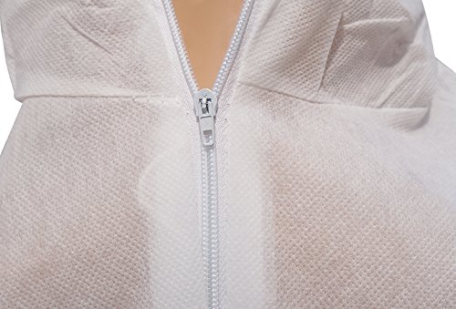 Raygard Light Duty White Disposable Coveralls with Hood Polypropylene PP Suit Elastic Cuffs Front Zipper Closure for Spray Painting Surgical Cleaning Work(X-Large) - Thumbnail 6