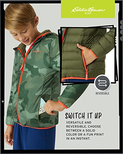 Image of Eddie Bauer Kids' Reversible Jacket - Weather Resistant Quilted Down Coat for Boys and Girls (3-20)