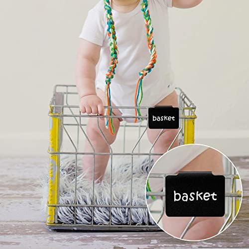 KINBOM 16pcs Labels for Storage Bins, Basket Labels Clip on for Storage Bins Chalkboard Label Holders with 2pcs Markers for Basket Pantry Organization Box