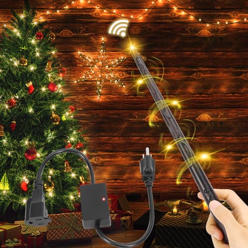 Christmas Trees Magic Wand with Wireless Remote Control Outlet,Light Wand Remote Control Switch Kit for Xmax String Light Christmas Trees Lights Indoor Home Light Decorations(Battery is not Included)