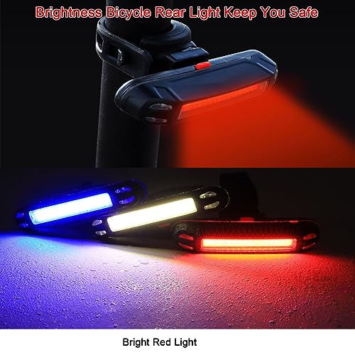 YUERWOVER Bike Tail Light Ultra Bright Bicycle Rear Light 2 Pack USB Rechargeable LED Safety Lamp Cycling Night Riding Essential Warning Flasher Waterproof 5 Modes Road Reflector(Red)