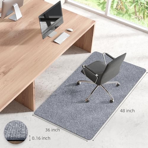 Image of Office Chair Mat for Hardwood and Tile Floor, 48 inch x 36 inch Computer Desk Chair Mat, Anti-Slip Mat for Rolling Chair, Large Floor Protector for Home Office, Light Gray
