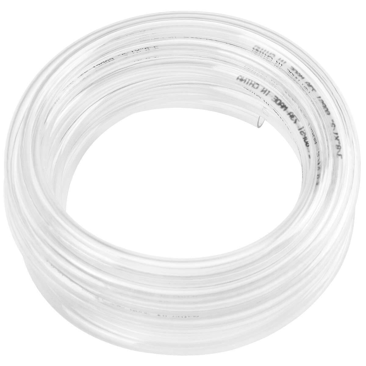 Tubería de vinilo transparente 1/4" I.D. x 3/8" O.D. 25 pies, manguera flexible de PVC híbrido, tubo de plástico ligero resistente a los rayos UV y a productos químicos, libre de BPA y no tóxico(50',I