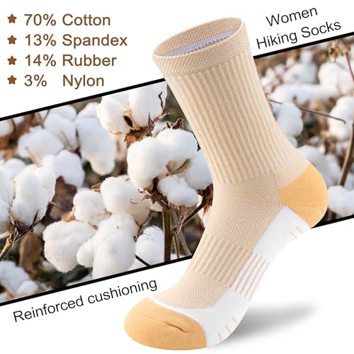 Image of Crew Socks Women Athletic Hiking Running Cushioned Compression Socks 3-5 Pairs