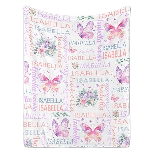 PUREFLY Personalized Baby Blanket- Printed in USA-Custom Baby Blanket with Name for Girls and Boys, Super Soft Plush Fleece, Personalized Baby Gifts