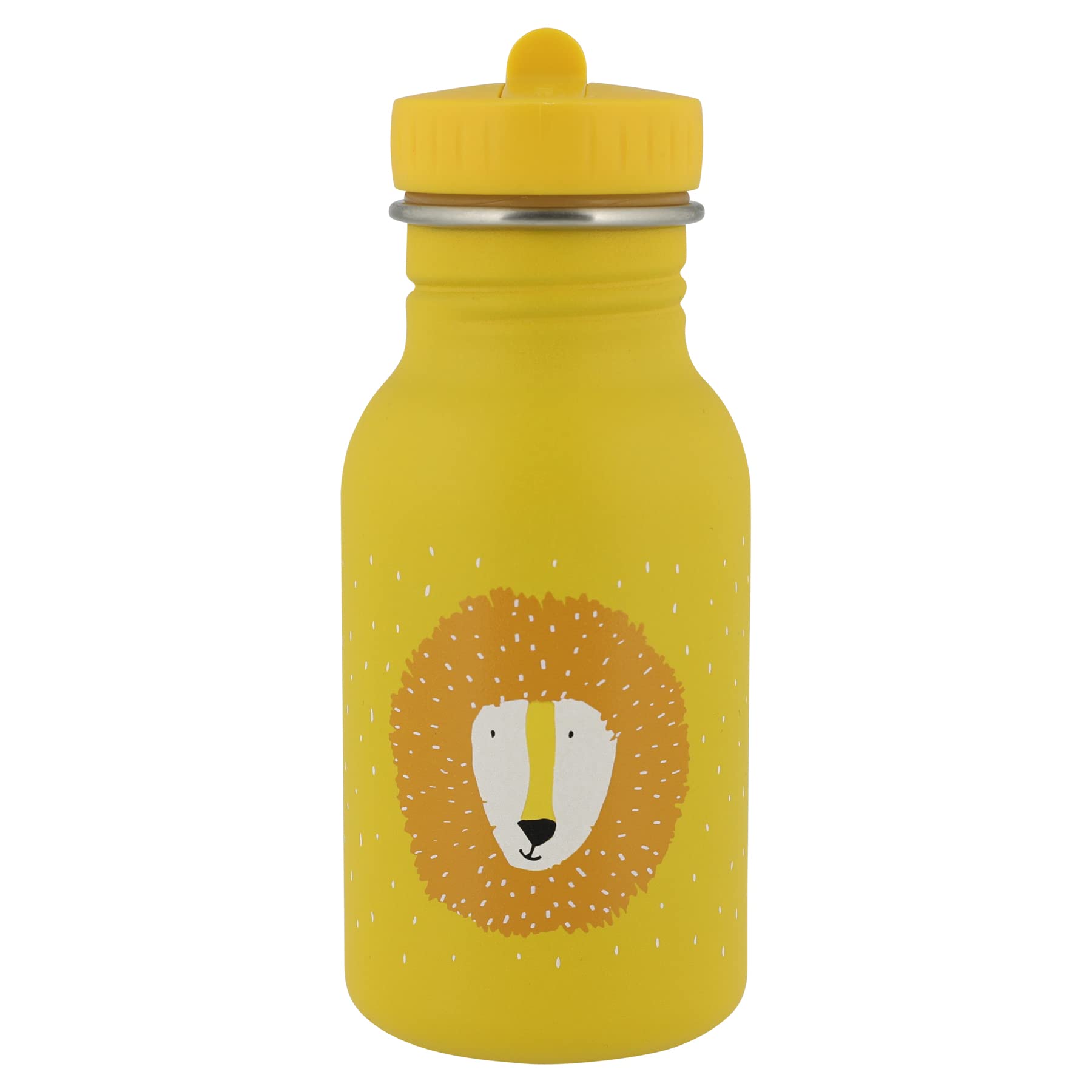 Trixie Drinking Bottle - Mr. Lion - 350ml Stainless Steel Water Bottle for Kids - Yellow - Leakproof - Eco-Friendly and BPA-Free