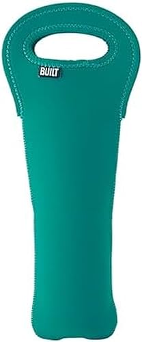 BUILT Una botella de vino resistente a las manchas y al agua, ligera, aislada y reutilizable, portador protector para viajes en casa, verde mar