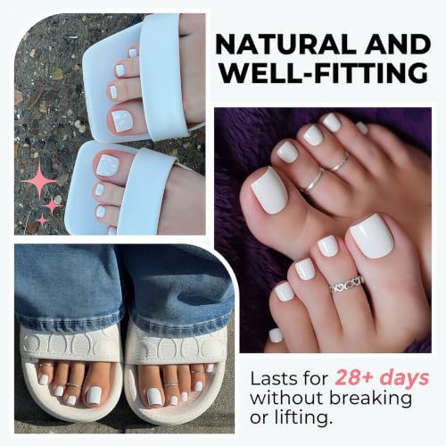 Image of UNA GELLA Pure White Toe Nail Press Ons Tip, 15 Sizes Sharp Square Soft Gel Fake Press On Toenails White, 180Pcs Full Cover Pre-designed False Gel Toe Nails Extension for Home DIY Salon Pedicure