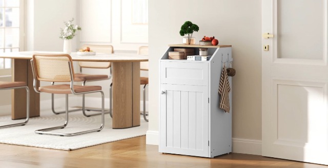 Amazon.com: YATINEY Trash Cabinet, Freestanding Trash Can Cabinet