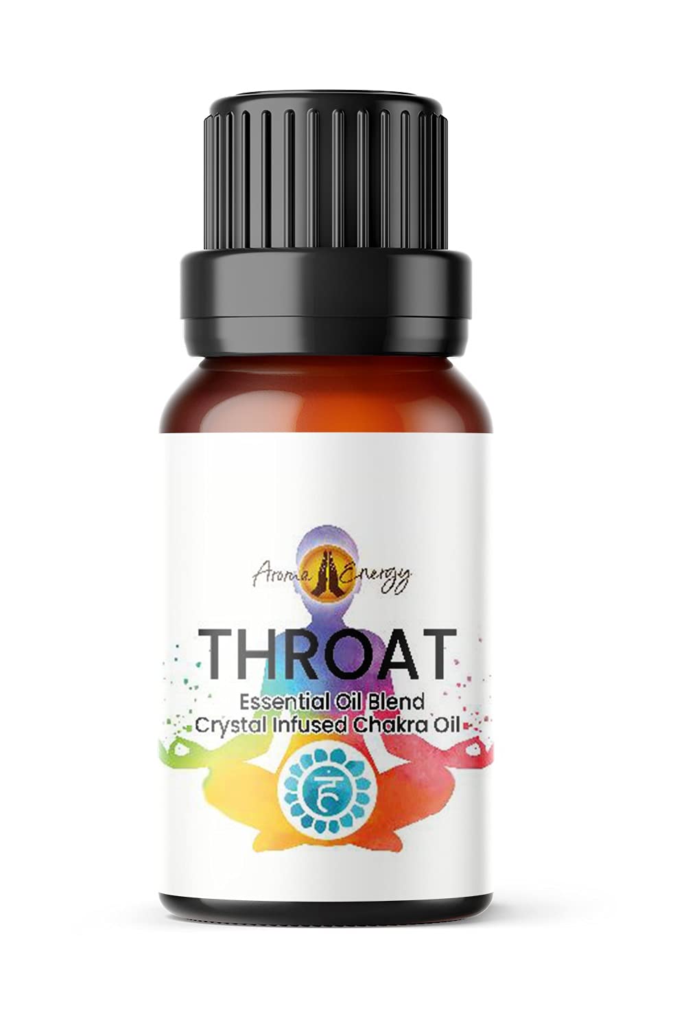 Throat Chakra Essential Oil Blend with Lapis Lazuli Crystal Chips, 10ml – Clary Sage, Jasmine, Lavender - Aromatherapy Diffuser, Burner, Yoga, Meditation, Bracelets, Kundalini