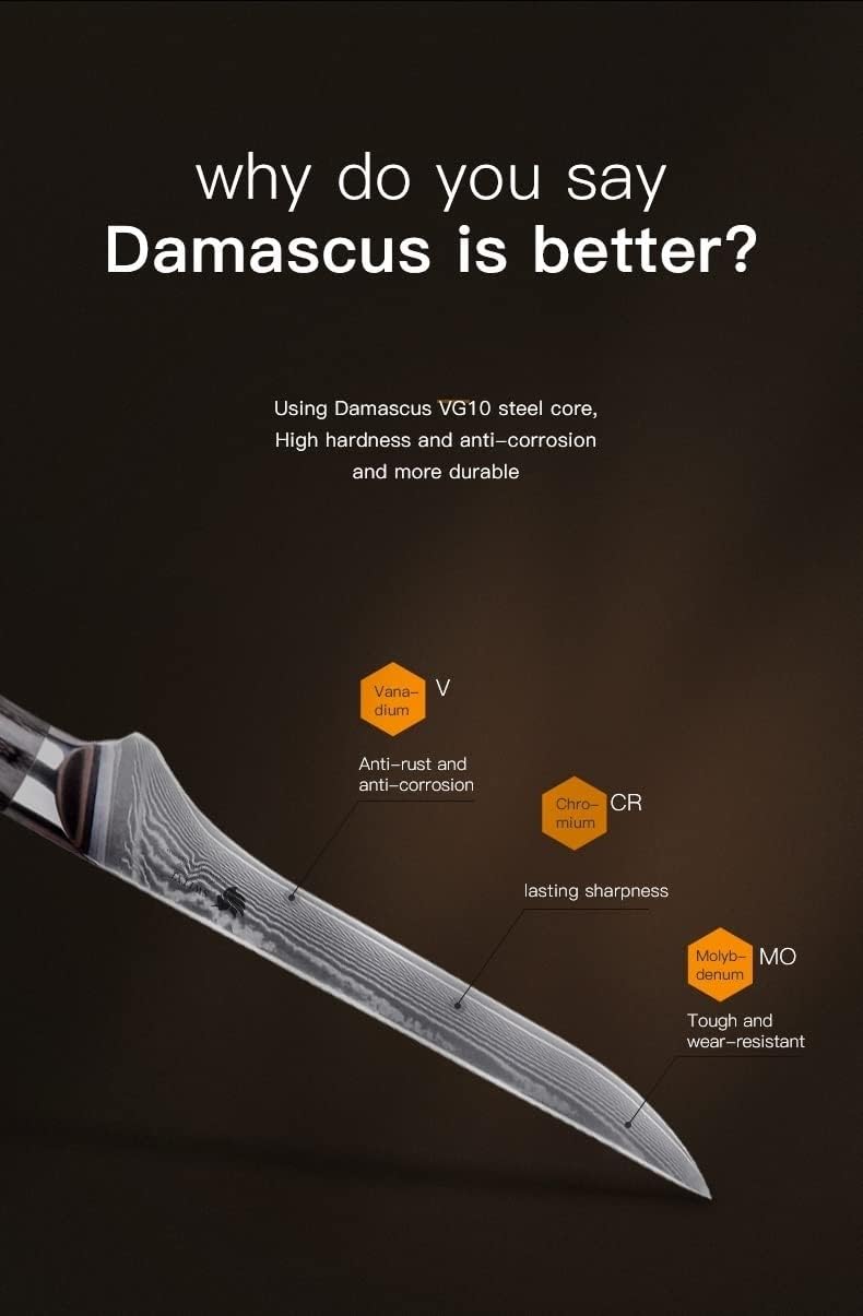 Meat Cleaver,Cleaver Knife 6 Inch Boning Knife VG10 Super Damascus Steel Chef Boning Meat Cutting Knife Slaughtering Knife