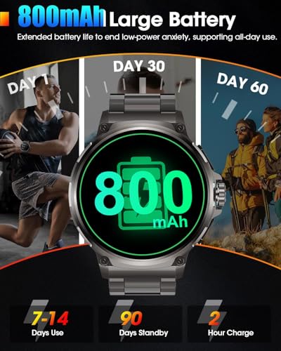 LIGE Smart Watch for Men with 800Ah,1.85" Big Screen Smartwatch with 5ATM Waterproof,100+ Sports Modes,Smart Watch for Android iOS (Black-EF10-D) - Image 4