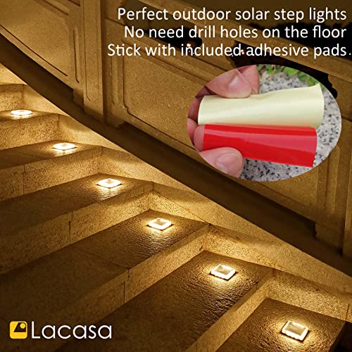 Lacasa Solar Step Lights, 4-Pack 50Lm 3000K Warm White Led Solar Deck Lights, Outdoor Solar Powered Step Lights, Light Up All Night, Ip68 Waterproof For Garden Stairs Ground Driveway Pathway #TOP4