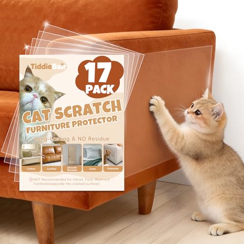 17Pack- Anti Cat Scratch Furniture Protector, Clear Couch Protector from Cat Claws, Pet Deterrent...