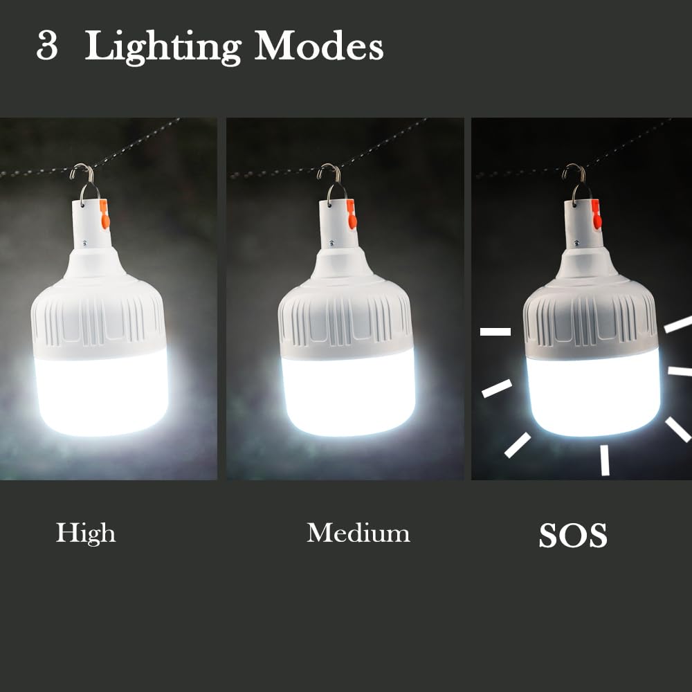 Luce da campeggio a LED, lanterna ricaricabile per tenda, batteria da 4000 mAh, luce di emergenza portatile, 3 ingranaggi di illuminazione per uragano, interruzioni di corrente sospese, casa