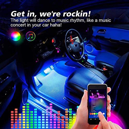 N1 Interior Car Lights, Mictuning 12V Car Led Strip Light 4Pcs Rgb Ambient Lighting Kit With 2-Line Design, App Controller, Music Mode #TOP1
