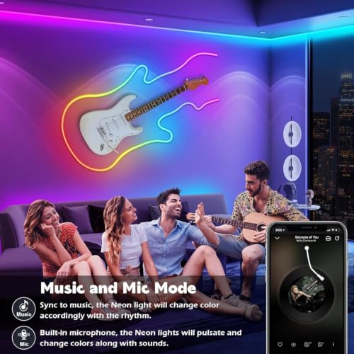 Image of SINLEY Led Neon Rope Lights 50FT,Control with App /Remote,Flexible Led Rope Lights,Multiple Modes,IP68 Outdoor RGB Neon Lights Waterproof,Music Sync Gaming Led Strip Lights for Bedroom Indoor