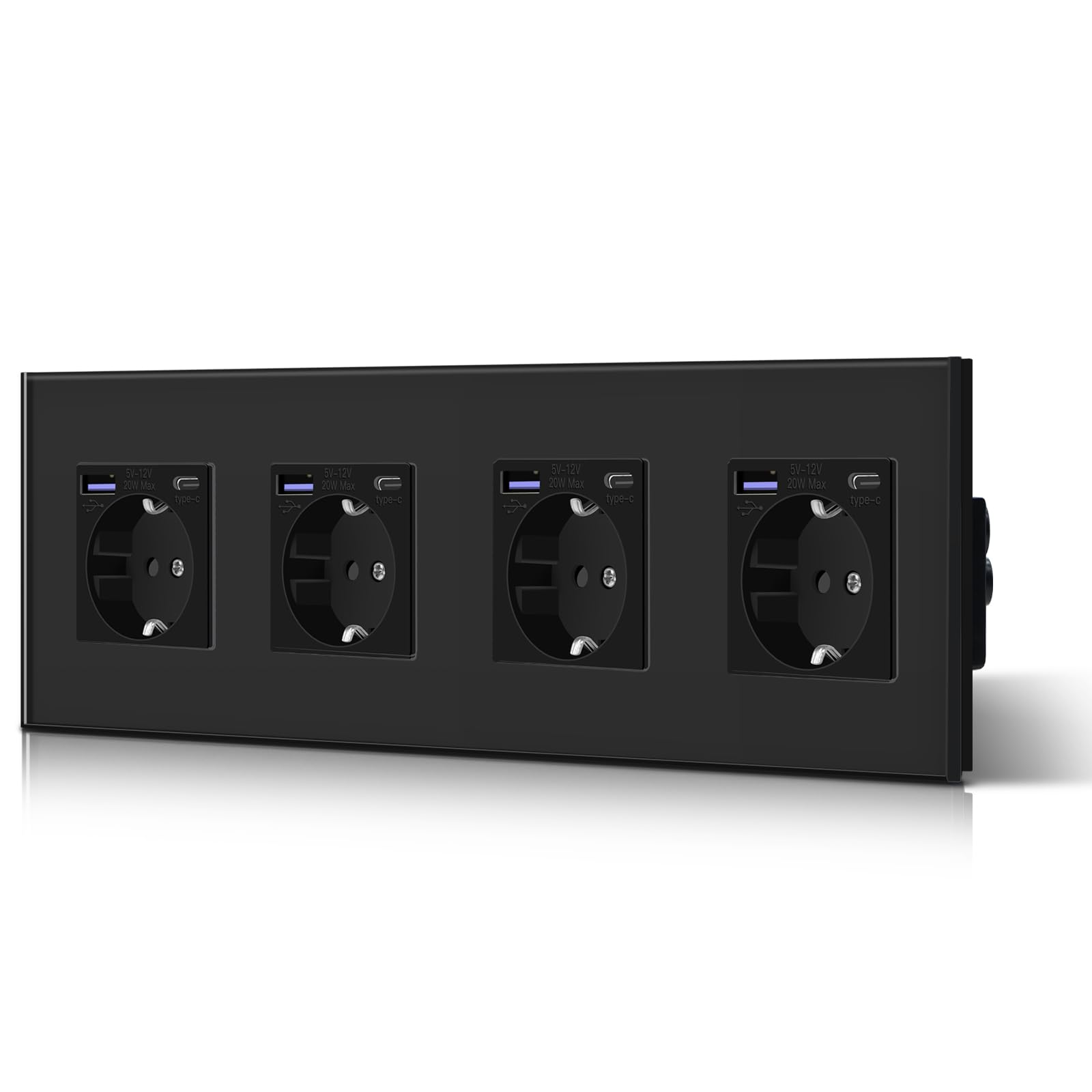 BSEED Enchufe Pared con 20W USB y Tipo C,Enchufe USB C de Cristal,Carga Rápida,3 en 1，Fácil Instalación,1 Enchufe,86mm Blanco — view 77